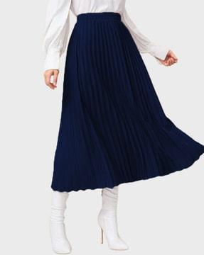 pleated a-line skirt