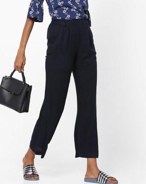 pleated ankle-length trousers