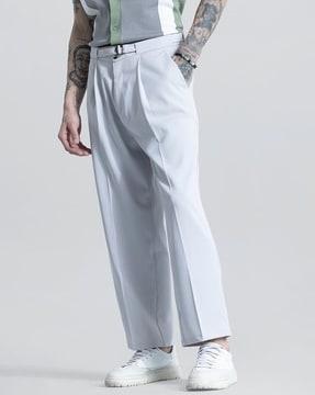 pleated baggy fit pants with insert pockets