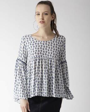 pleated bell sleeves top