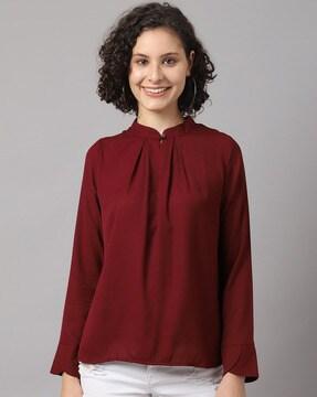 pleated blouson top