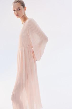 pleated chiffon dress