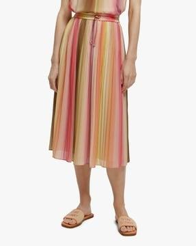 pleated chiffon midi skirt