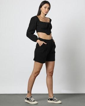 pleated city shorts