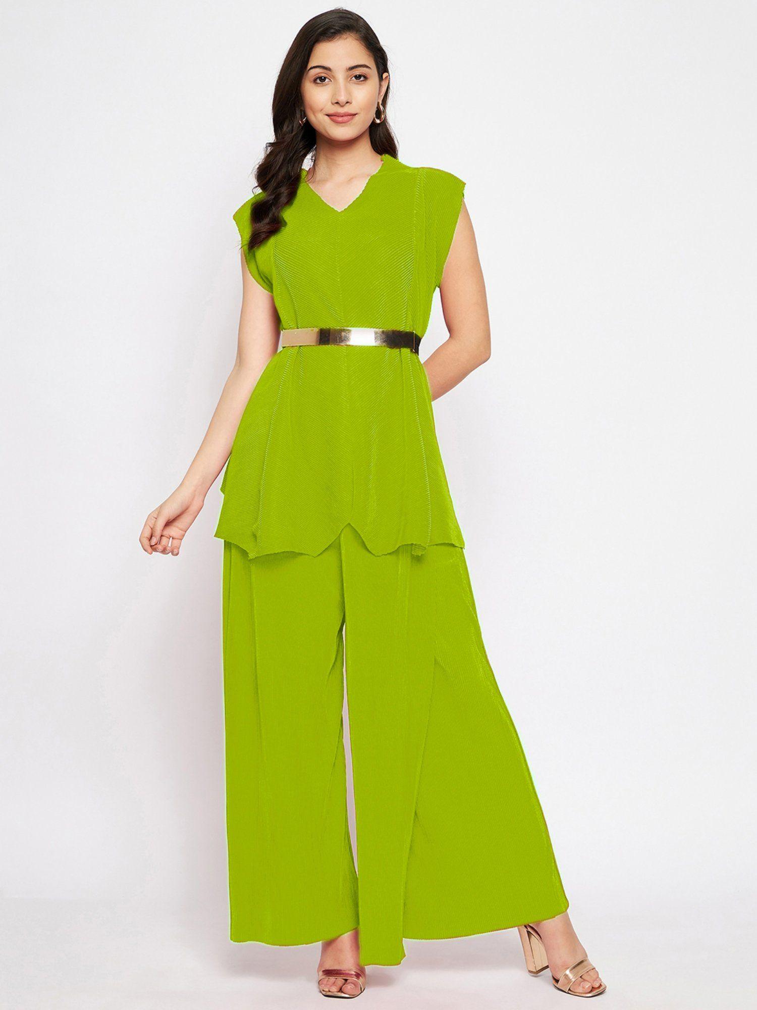 pleated co-ord-green (set of 2)