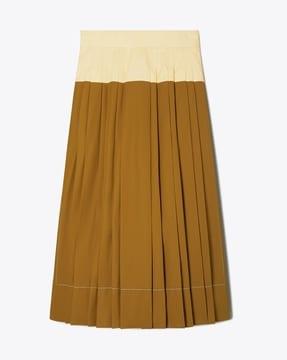 pleated cotton poplin skirt
