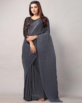 pleated crush saree