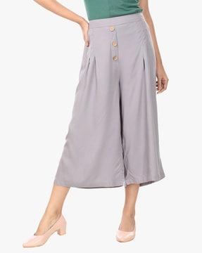 pleated culottes with semi-elasticated waist