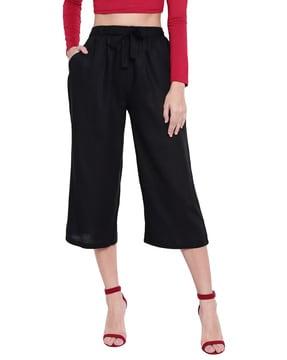 pleated culottes with tie-up waist
