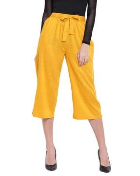 pleated culottes with tie-up waist