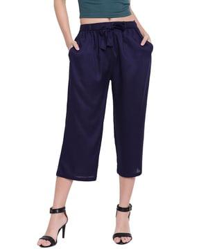 pleated culottes with tie-up waist