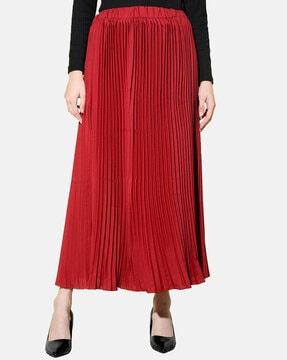 pleated elasticated waist flared skirt