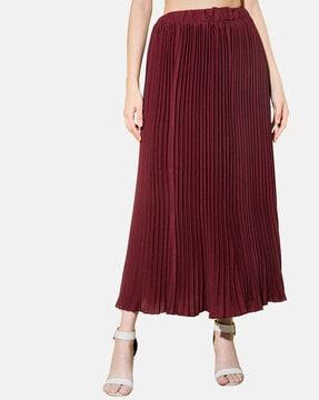 pleated elasticated waist flared skirt