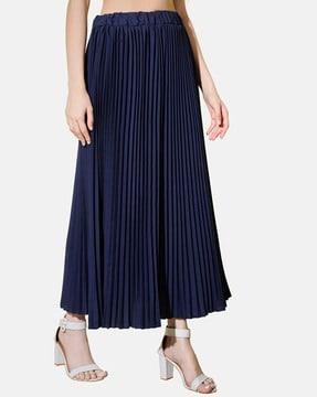 pleated elasticated waist flared skirt