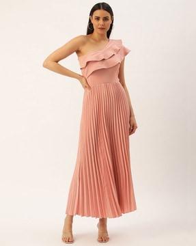 pleated fit & flare dress