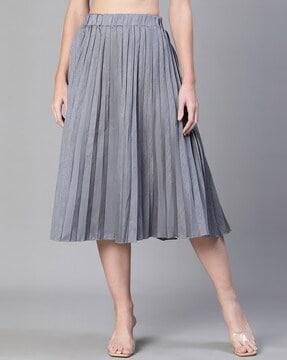 pleated flared skirt with elasticated waist