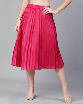 pleated flared skirt with elasticated waist