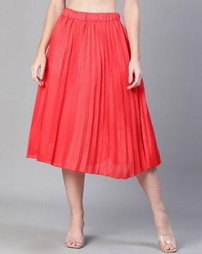 pleated flared skirt with elasticated waist