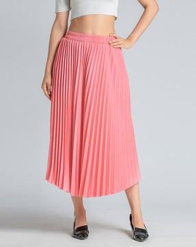 pleated flared skirt with elasticated waist