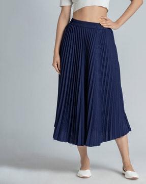 pleated flared skirt with elasticated waist