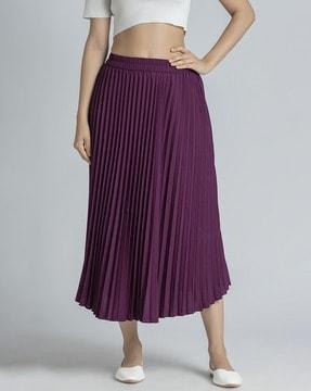 pleated flared skirt with elasticated waist