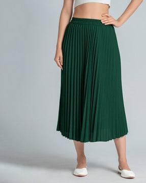 pleated flared skirt with elasticated waist