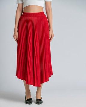 pleated flared skirt with elasticated waist