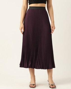 pleated flared skirt with elasticated waist