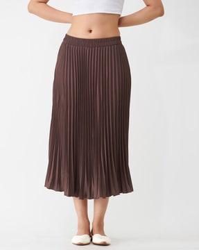 pleated flared skirt with elasticated waist