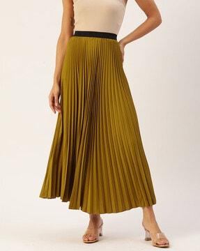 pleated flared skirt with elasticated waist