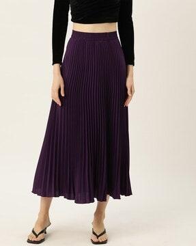 pleated flared skirt with elasticated waist