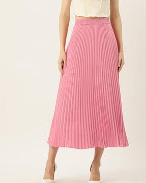 pleated flared skirt with elasticated waist