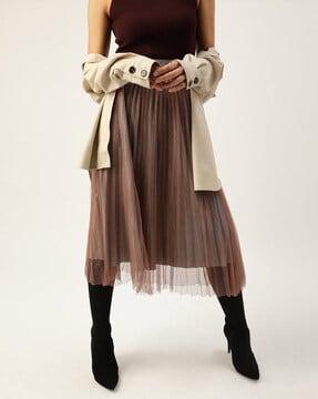 pleated flared skirt with elasticated waistband