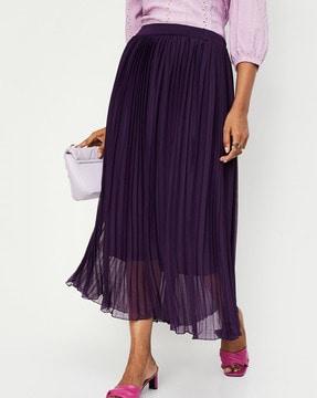 pleated flared skirt with elasticated waistband