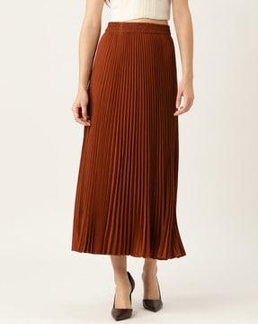 pleated flared skirt with elasticated waistband