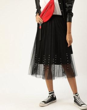 pleated flared skirt with embellishment