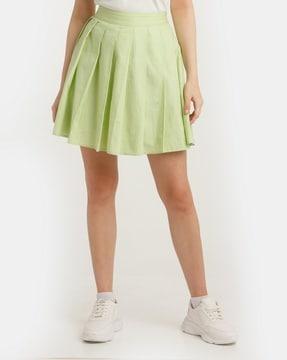 pleated flared skirt with semi-elasticated waist