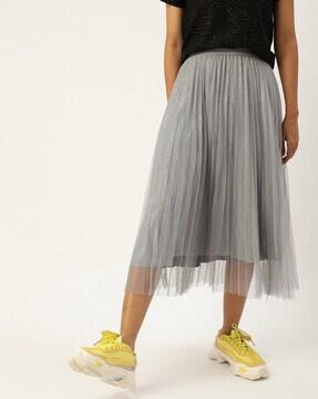 pleated flared skirt