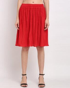 pleated flared skirt