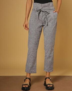 pleated-front straight fit trousers