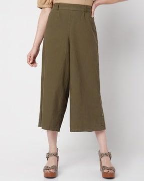 pleated-front culottes