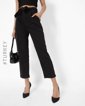 pleated-front straight fit pants