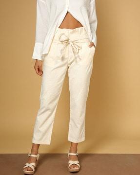 pleated-front straight fit trousers