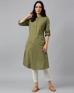 pleated half placket kurta