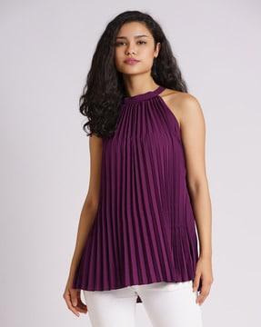 pleated halter-neck top