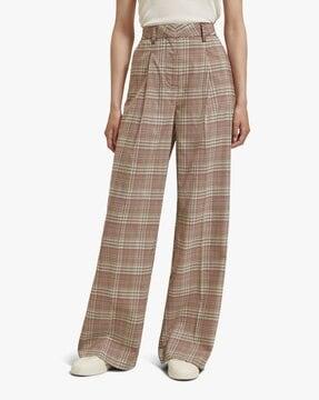 pleated high-rise straight fit pants