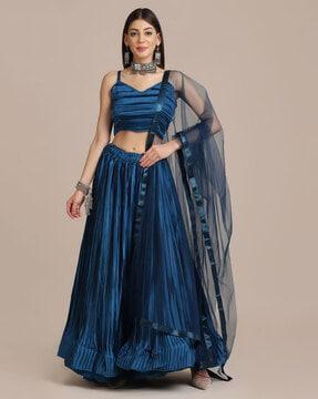 pleated lehenga choli set with dupatta