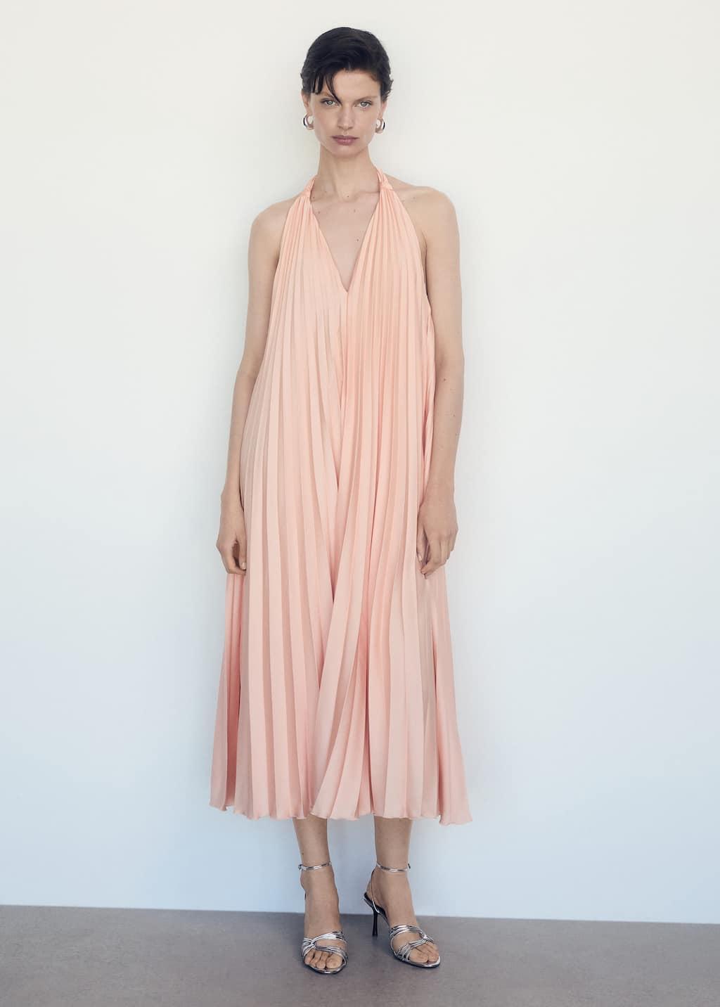 pleated long dress