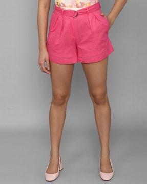 pleated mid-rise shorts