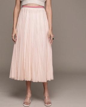 pleated midi flared skirt